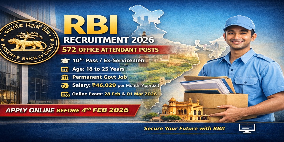 RBI Office Attendant Recruitment 2026 – Apply Online for 572 Permanent Posts